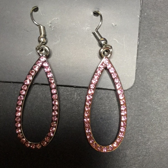 Pink Teardrop Earrings - Picture 2 of 3